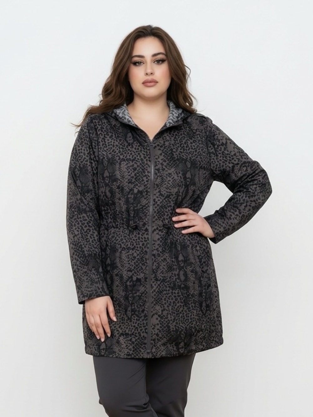 TNL Mode Gray and Black Animal Print Jacket | Extra Large